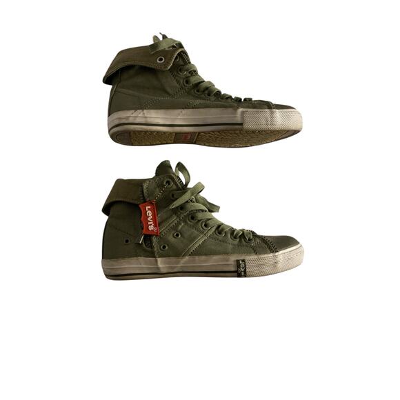 Army Green Canvas High Top Sneakers Levi’s Size 7.5 - Picture 4 of 7